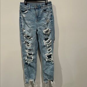 American Eagle Outfitters Women’s Distressed Blue Mom Jeans